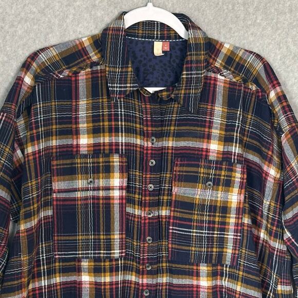 Pilcro Cropped Plaid Button Up Shirt Sz S Anthropologie High Low Frayed Hem Boxy - Picture 11 of 12